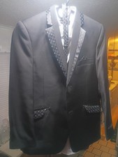 Kids World 5 Piece Suit Boys Size 12 Standard Fit Black Custom Embroidered