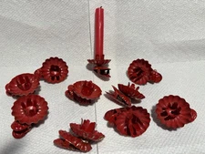 Vintage Christmas Tree Metal Candle Holders (10) Red Clip-On For 1/2” Candles
