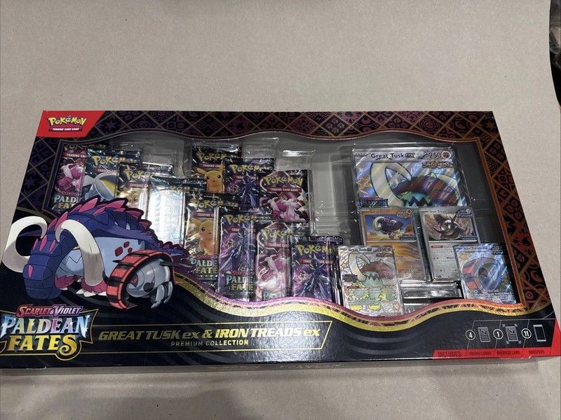 Pokemon TCG PALDEAN FATES Great Tusk Iron Treads Ex Premium Collection NEW