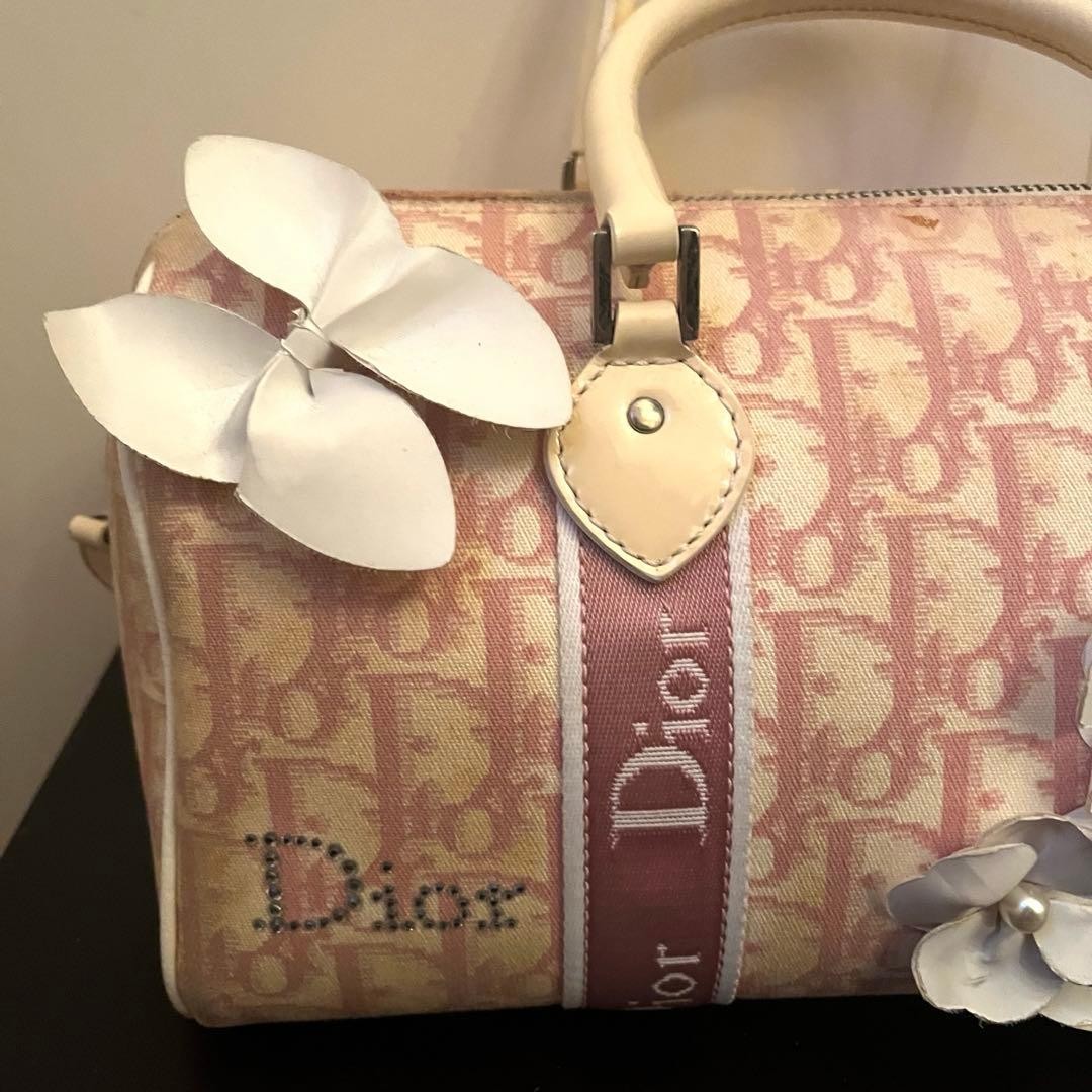 バッグ Christian Dior TROTTER MINI BOSTON BAG Christian Dior Trotter Mini Boston Bag Pink Flower Rhinestone | eBay
