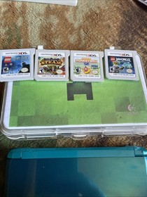 Nintendo 3DS Aqua Blue Handheld Console 4 Games And Case Tested