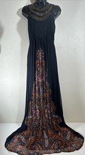 Free People Demeter Black Dress 4 Metal Beaded Boho Maxi Gown Whimsygoth $400 😍