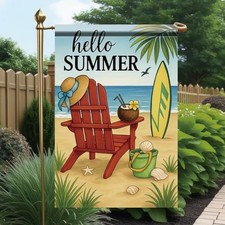 Hello Summer Garden Flag 12x18 Inch Double Sided Outdoor Summer Beach Party 4