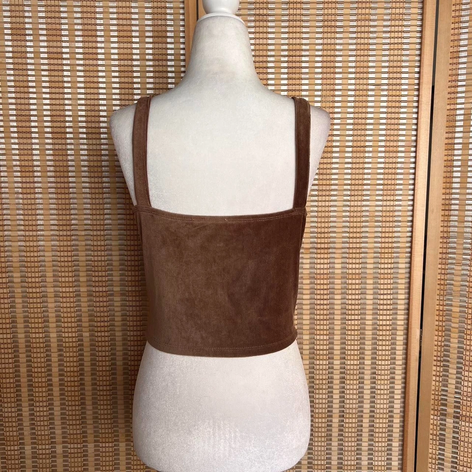 Top bustier de pana marrón Meraki con cierre frontal ojo gancho Foto 3 de 4