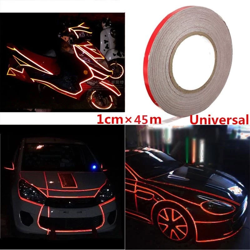 Universal Reflective Sticker Tape Auto Car Body Stripe DIY Self Adhesive 1cmx45m - Изображение 3 из 4