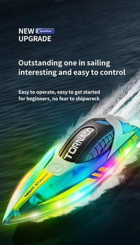 2.4G RC Racing Boat TOY 15KM/H High-Speed Powerful Electric Speedboat LED Light - Picture 56 of 60