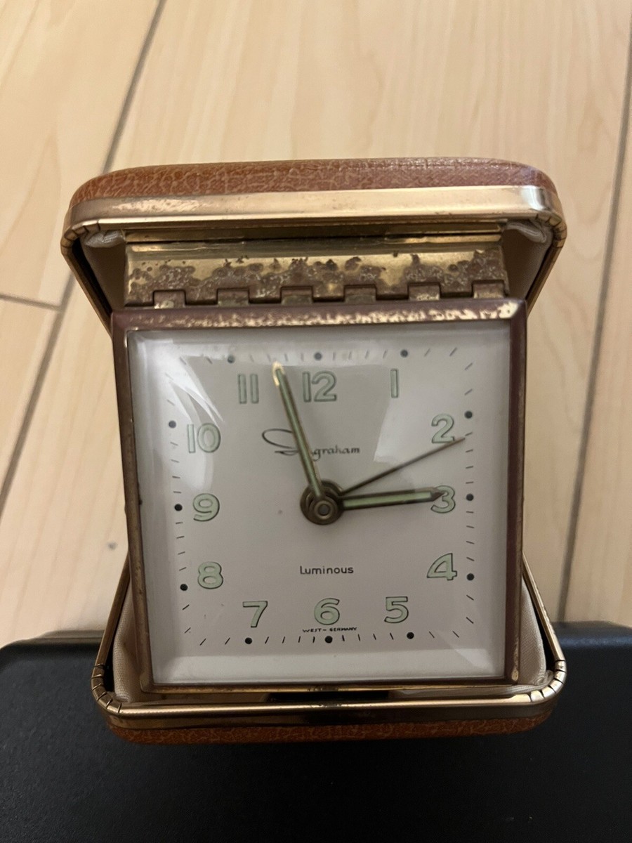 ヴィンテージ時計 Ingraham イングラムUSA トラベル CHUM Vintage Ingraham Luminous Travel ALARM Clock Gold Tone Tan