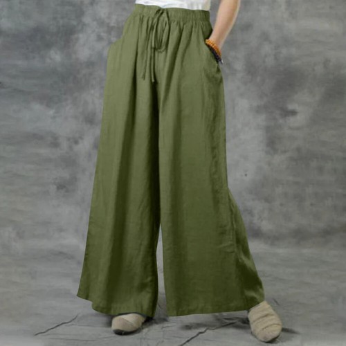 Plus Size Cotton Linen Womens Wide Leg Harem Pants Baggy Trousers Culottes US - Bild 24 von 27