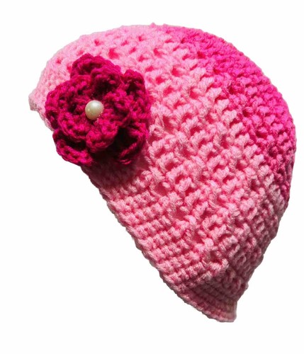 Cáncer de mama quimio MUJERES Crochet Gorro Sombrero Unisex Gorra de esquí Grande Rosa Flor - Imagen 1 de 7