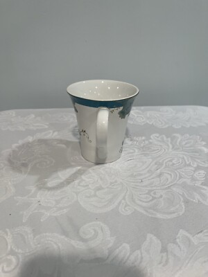 222 Fifth Eliza Teal SET OF 4 Coffee Mugs Floral Peacock NEW | eBay