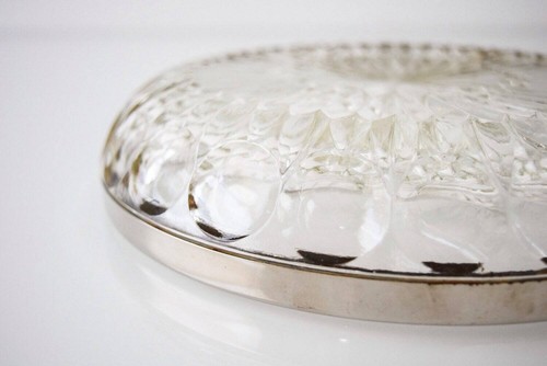 Vintage Mid Century Classic Schliff Kristall Silberrand Deko Glas Schale Schale - Bild 5 von 5