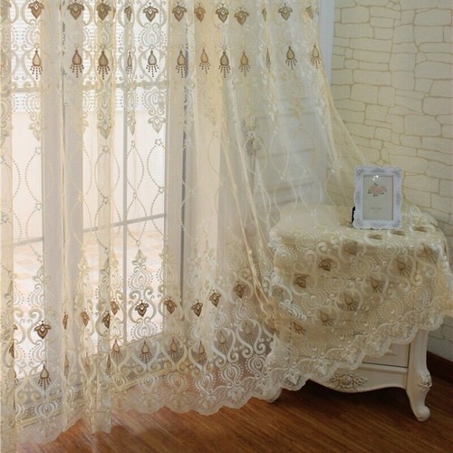 European Embroidered Curtains Net Fabric Tulle Window Drape Pelmets Sheer Screen - Picture 2 of 12