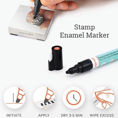 Paint Marker, 1 ImpressArt's Black Stamp Enamel Marker to Darken Stamped Designs