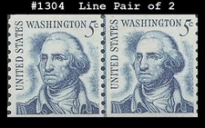 USA5 #1304 MNH Line Pair2 George Washington