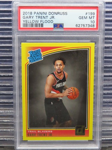 2018 Panini Donruss Basketball Yellow Flood Gary Trent Jr. #199 PSA 10