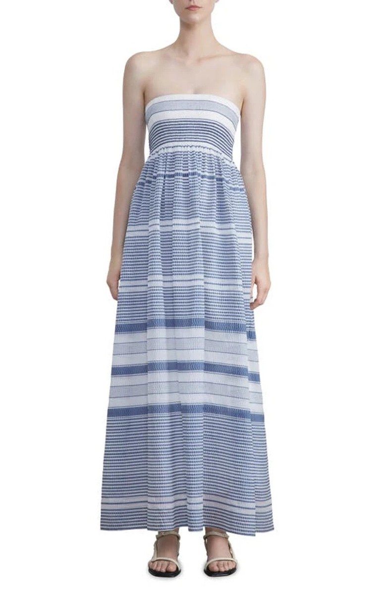 NEW Lafayette 148 Strapless striped silk-blend maxi dress Size 8 #DD370 |  eBay