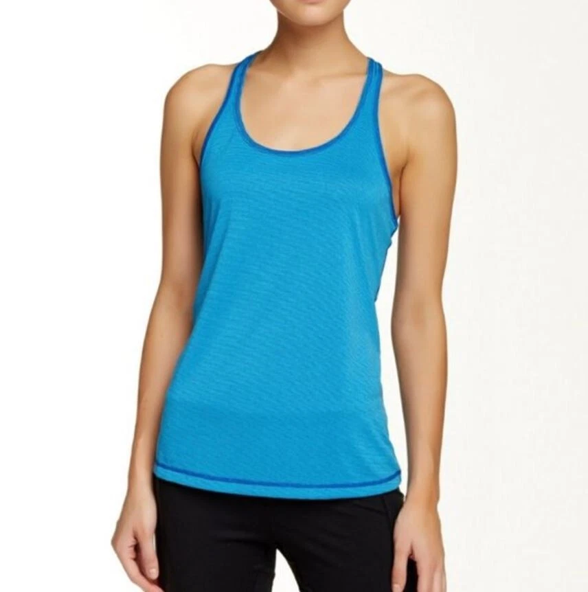 Camiseta sin mangas Z By Zella Tiny Tech para mujer S azul micro rayas espalda deportiva gimnasio yoga AR Foto 2 de 4