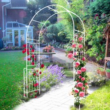 Metal Garden Arch Garden Arbor Trellis Climbing Plants Support Rose Arch White