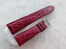 22mm/18mm Burgundy Alligator Crocodile Print Leather Watch Strap Band
