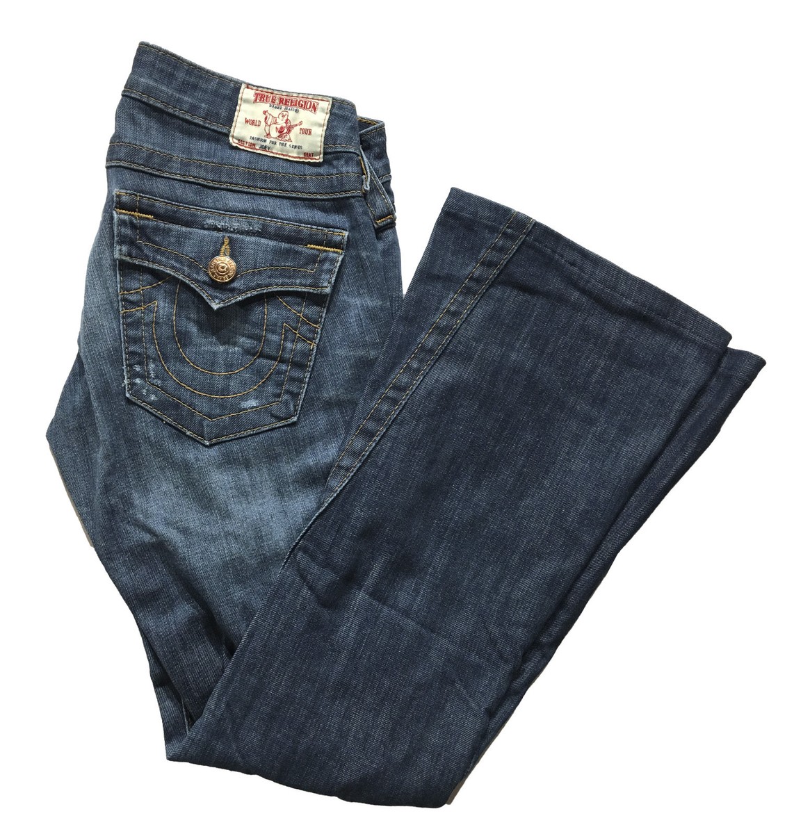 True Religion Womens Joey Big T Twisted Blue Jeans Sz. 27 | eBay