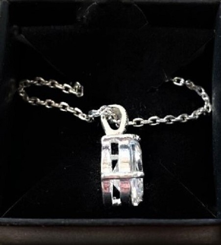 New Avon Clear 3ct Pear Cut CZ Pendant Silver Tone Solitaire NECKLACE 18"- 21" - 第 2/4 張圖片