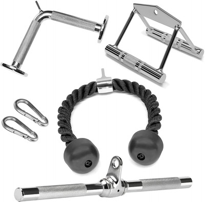 Combo Tricep Press down Cable Attachment - Cable Machine Accessories for Home Gy