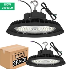 2 Pack 150W UFO LED High Bay Light Replacement 400Watt MH Warehouse Light 5000K