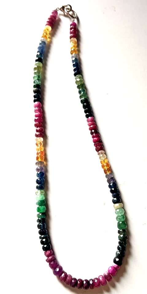 130 Carat Natural Multi Sapphire Faceted Beads Necklace Size=16" Approx. - Image 2 of 4