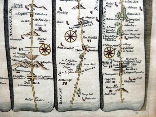 LONDON TO HOLYHEAD ROAD MAP BY JOHN OGILBY REDUCED BY THOMAS GARDNER c1719 - Picture 5 of 5