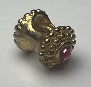 Authentic 925 Sterling Silver Slide Charm Bead Pink Crystals Scroll Yellow Gold Plated