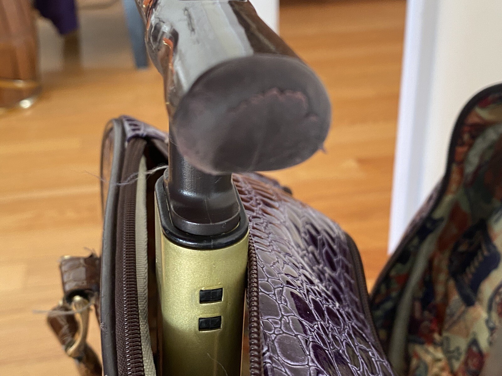 Samantha Brown Purple Croco Embossed Rolling Carryon Suitcase 20x16x9