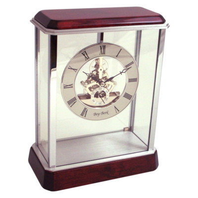 Bey-Berk International Mantel Skeleton Clock CM695 Rosewood Beautiful Modern New