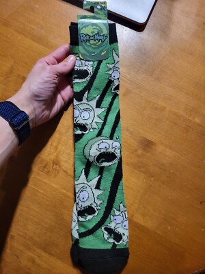 Rick & Morty Swirl Toss 1 Pair Shoe Size 8-12 Crew Socks Bioworld