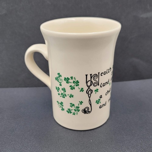 Vintage Carrigohoun Ireland Irish Wish Coffee Mug Tea Cup White Green Shamrocks