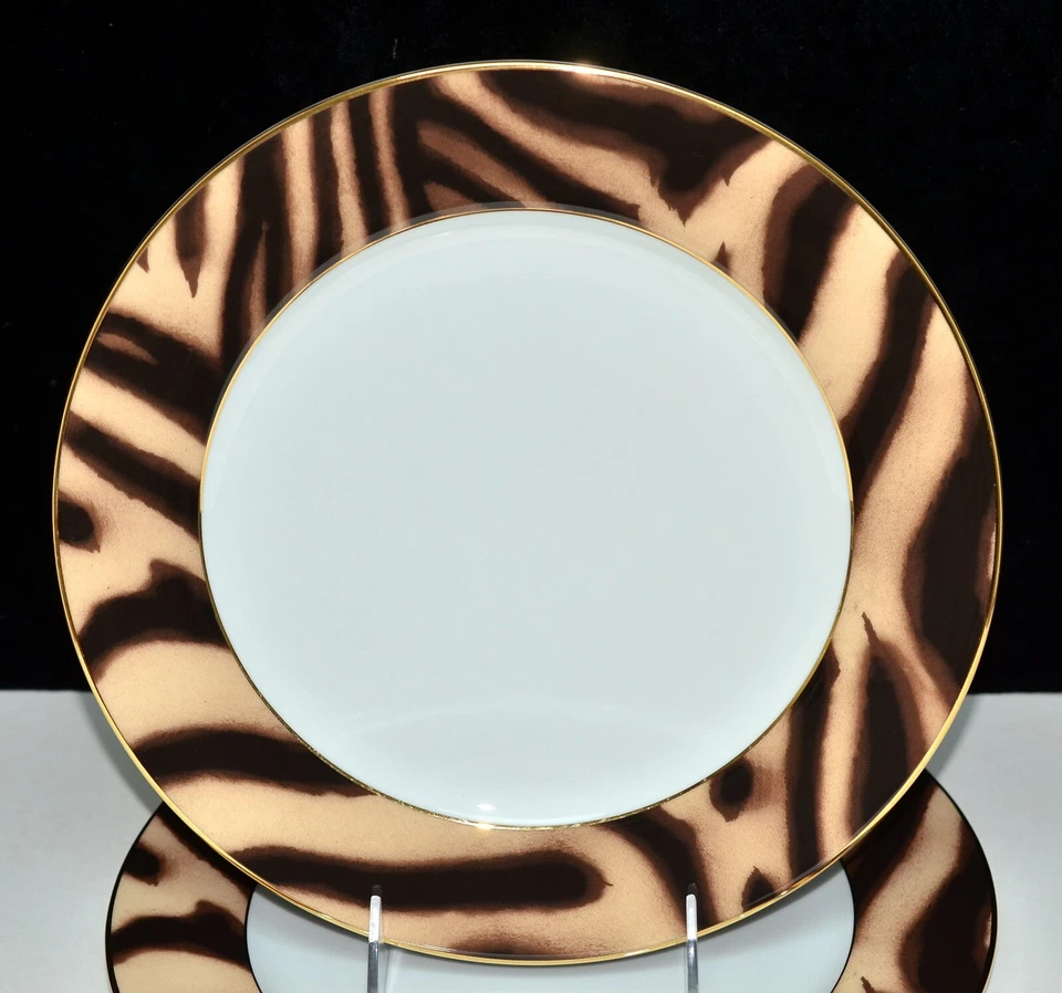 Ralph Lauren Tánger * 2 PLATOS DE CENA * Raya de Tigre, 10 5/8", SIN USAR Foto 2 de 4