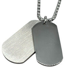 Collana Uomo Targhetta Piastrina medaglietta grigia militare acciaio inox grigio