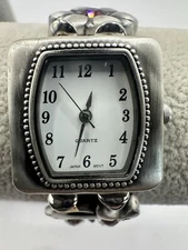 Avon New Battery Antiqued Silver Tone 26MM 6.5" Beaded Charm Watch F20673 V