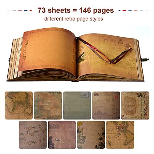 Unser Abenteuerbuch Sammelalbum Fotoalbum, 146 Seiten 8,9 * 7,7 Zoll Retro Style - Bild 5 von 5