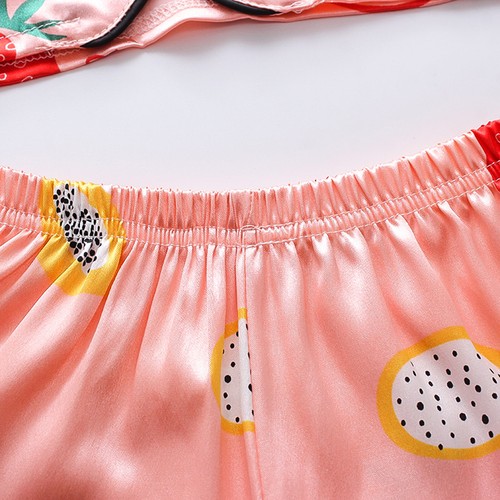 Juego de 2 piezas de pijama satinado lindo estampado de dibujos animados con pantalones cortos - Imagen 92 de 246