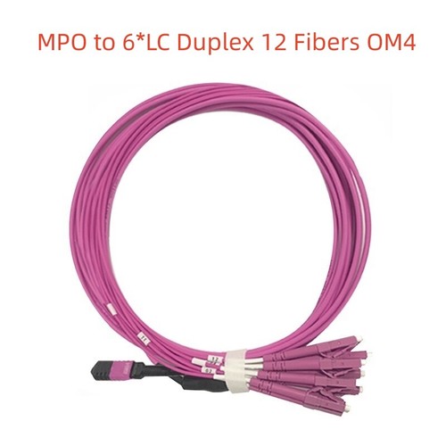 Lot 1~20M MPO à 6 LC Duplex 12 Fibres OM4 Type A Fundle Ventilateur Patch Cordons Fe/Ma - Photo 8/13