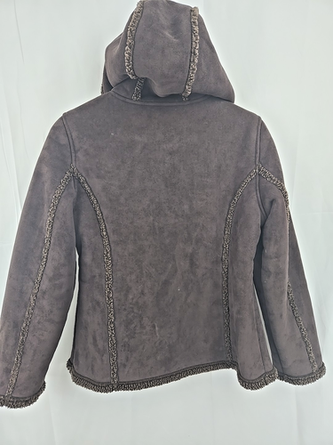 LL Bean Women's Faux Suede Sherpa Fleece Lined Brown Outdoor Coat Small - Picture 4 of 5