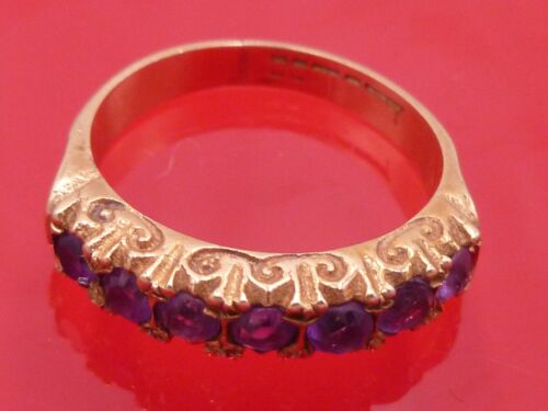 Ring Art Deco 14 KT Yellow Gold Amethyst Cocktail Wedding Ring Vintage - Picture 8 of 9