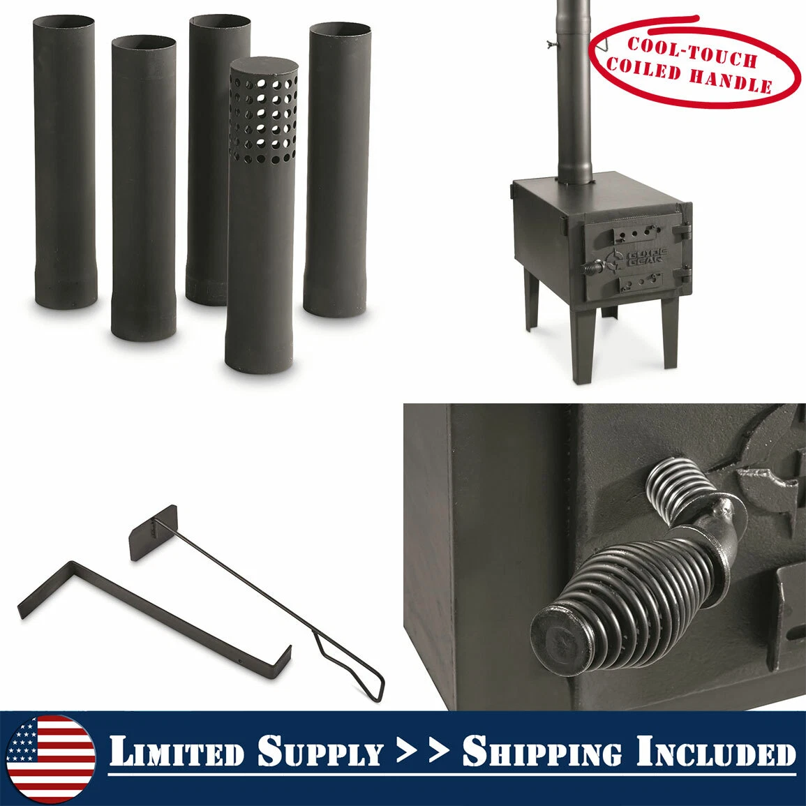 Outdoor Wood Stove Cast Iron Portable Camping - Pipe For Vented Tent  Cooking New | eBay