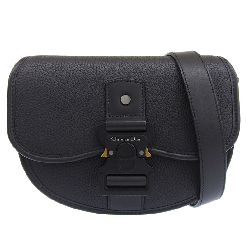 メンズ◆DIOR 上質レザーブラック Gallop バッグ Christian Dior Gallop Bag Mini Shoulder Leather Black Ob1973