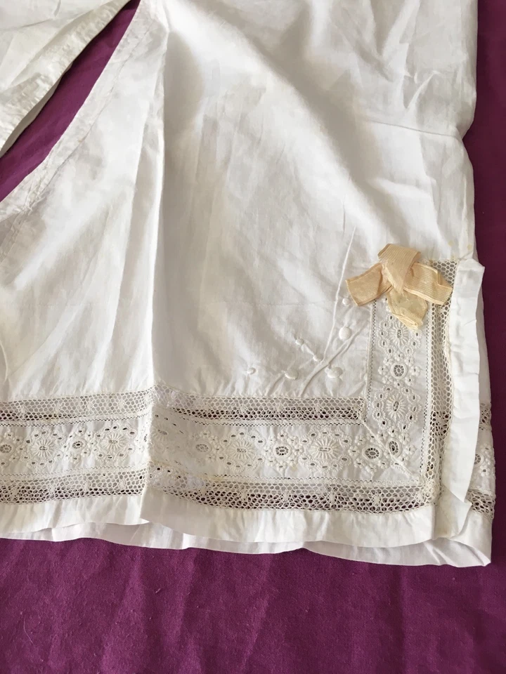 Linge Blanc Ancien Ancienne Culotte Panty Dentelle Broderie Monogramme  MP - Photo 4/4