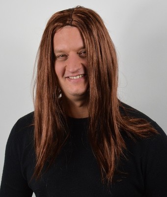 Brown Men S Long Straight Middle Parting Fancy Dress Wig Cowboy