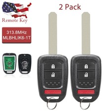 2 For Honda 2014 - 2016 Crv 2013 - 2015 Crosstour Keyless Remote Uncut Key Fob