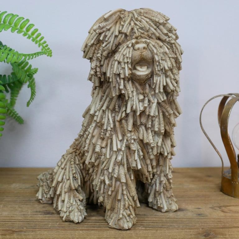 Shaggy Dog Ornament Komondor Puli Dreadlock Brown Twig Effect Quirky Home Decor