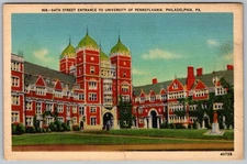 Vtg Linen Postcard University Of Pennsylvania Quadrangle Philadelphia, PA 1930s