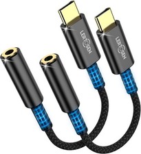 2 Pack USB C to 3.5mm Headphone Jack Adapter   HiFi Audio 2 Pack, Black